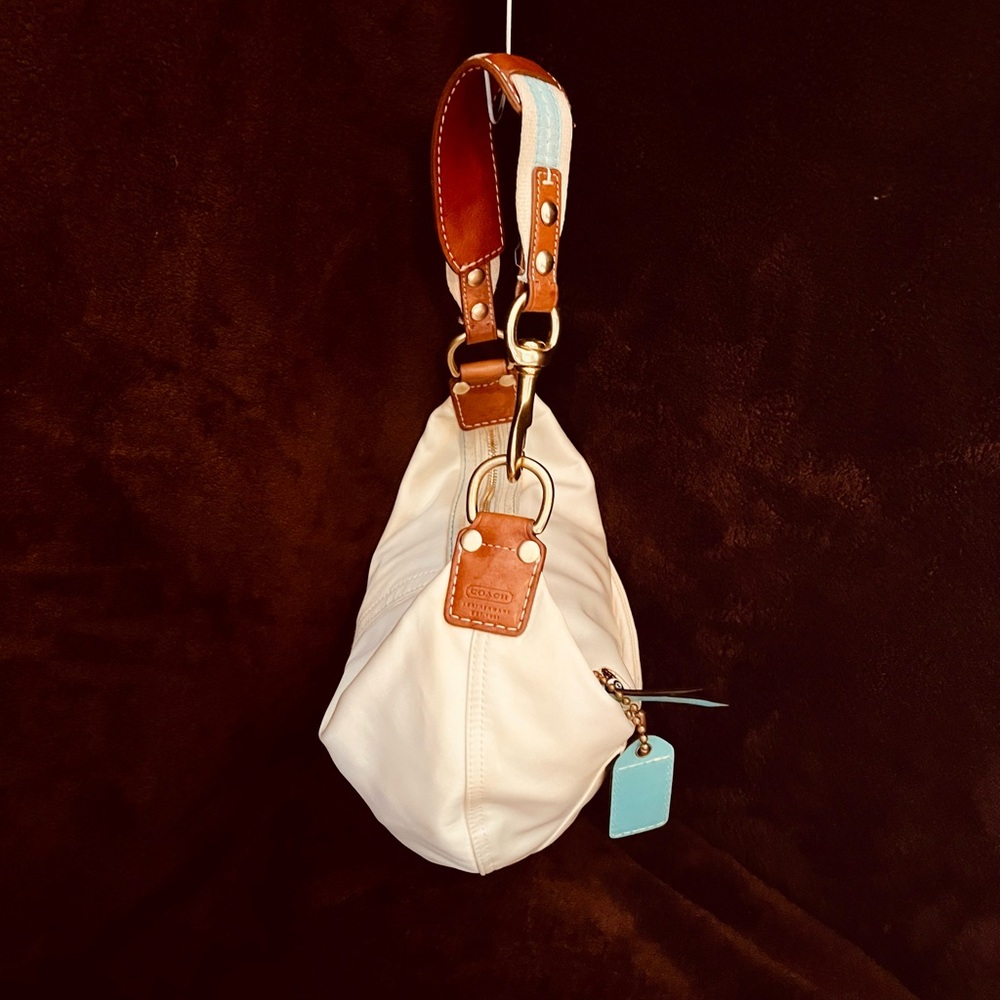 Coach Vintage Hampton Ivory Leather & Satin Hobo Bag - Picture 2 of 10